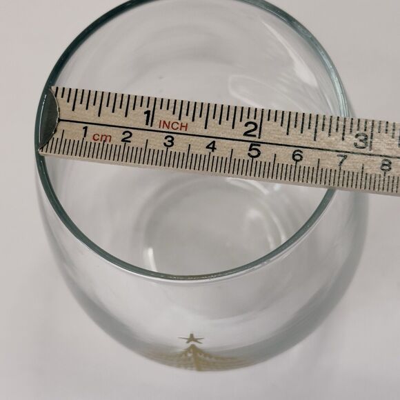 Stemless Wine Glass Gold Christmas Tree w/Star Holiday Season 16 oz Single - Picture 5 of 7